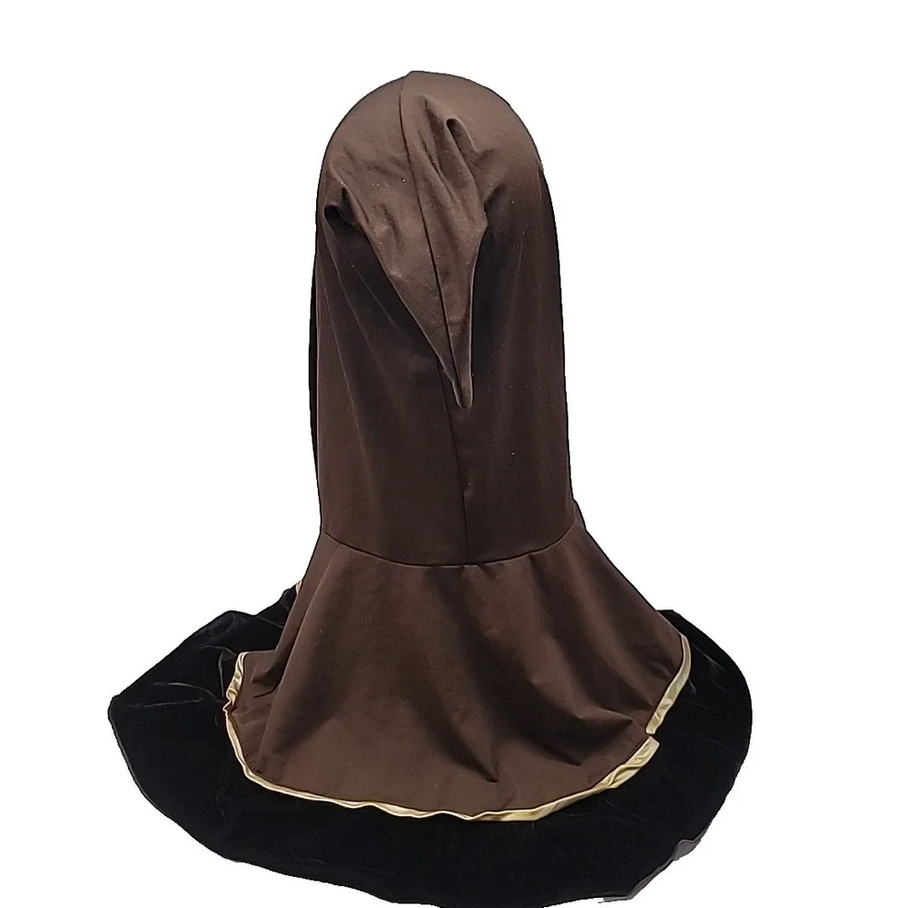 Brown W/Gold Hooded Cowl Cloak Medieval Grim Cosplay/Halloween Costumes One Size